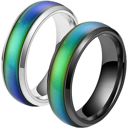 Stemningsring, 2 stk. Emotion Feeling Magic Ring, Ring i rustfritt stål for kvinner, Stemningsfølsom varm fargeskiftende ring