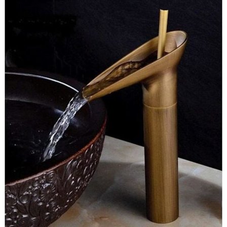 Badeværelsesvaskarmatur, vandfaldsblanderhane, justerbar varmt og koldt vand bassinblanderhane, forkromet messing