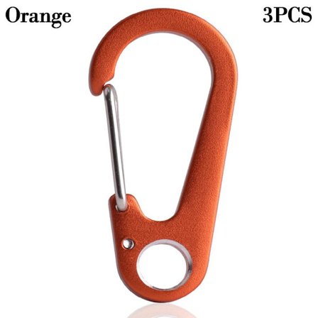 3 st Nyckelring i aluminiumlegering D-formad karbinhake ORANGE 3 ST - stock