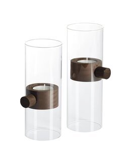 Ljuslykta Elvin glas/trä 2-pack Brun - Mogihome
