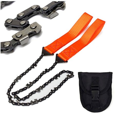 Bærbar kjedehåndsag med pose, håndsammenleggbar sagkjede overlevelseslommesag sammenleggbar håndkjede nødsag verktøy for fotturer camping jakt