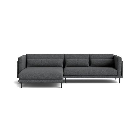Bali Chaiselongue-Sofa, links in Puente Grau/Blau, modernes Design mit komfortabler Federung, eleganten Standfüßen und Polsterung, 76cm