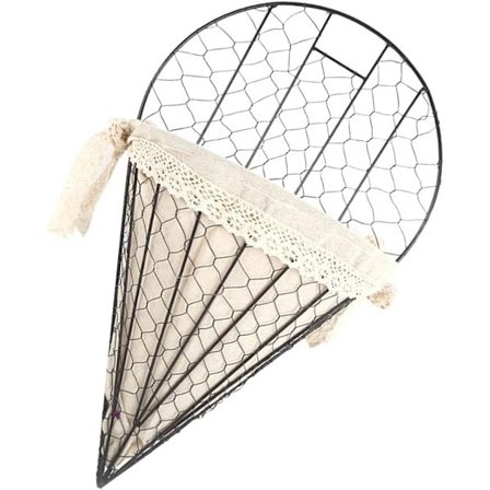 Metallblomkorg Konformad Hängande Planter med Tygfoder Väggmonterad Ägghållare Järnkonst Lantgård Vas Blomsterarrangemang Behållare