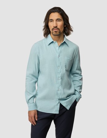 Shaping New Tomorrow - Refined Linen Long Sleeve Shirt - Sky Blue - Herre - Størrelse XXXL