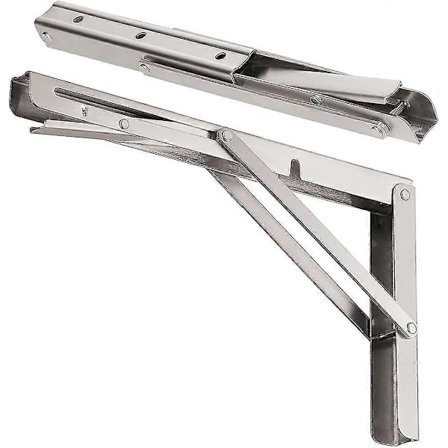 12'' Sammenleggbare Hyllebraketter Maks. Last 200 kg, Kraftig Rustfritt Stål DIY Veggmontert Hyllebrakett Plassbesparende For Bord Arbeidsbenk, Pakke 