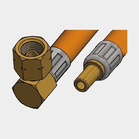 Gasolslang med 1/4" vinklad koppling + Ø8mm rör