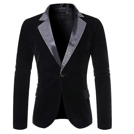 Herrar Sammet Blazer Slim Fit Solid Smokingjacka Business Casual Blazer-yujia