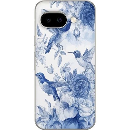 Kompatibel Mobilcover til Google Google Pixel 9a Fugle og blomster blå romantiskt mønster