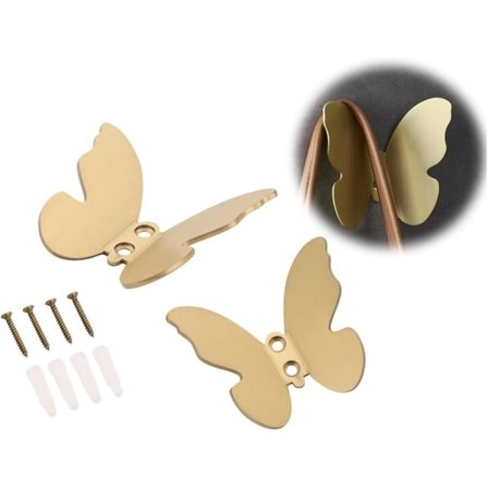 IC Seinäkoukut Dekoratiiviset, Pienet Moderni Kultaiset Messinkikoukut, Perhonen Kylpyhuoneen Pyyhekoukku, Rock Hat Koukut Takki Koukut Eteiseen, 2 