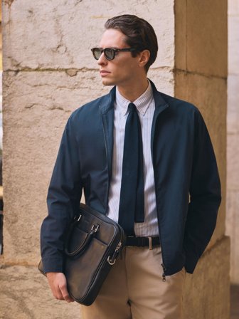 John Henric Men's Marineblaue Jacke Regular Fit Size S