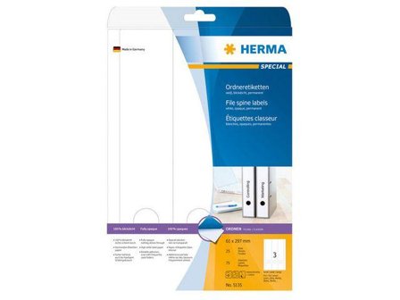 Herma Special - Papir - matt - permanent selv-adhesiv - hvit - 192 x 61 mm 100 etikett(er) (25 ark x 4) opake arkivmappeetiketter