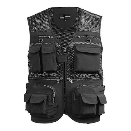 Fiskevest Pustende Fiske Reise Mesh Vest Svart_xx