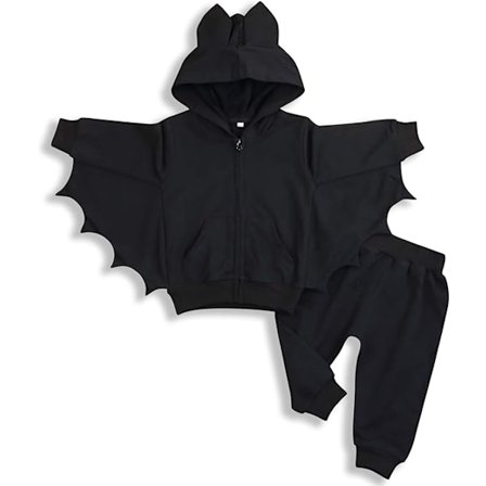 Halloween Kostume til Små Piger og Drenge - Sort Bat Hoodie
