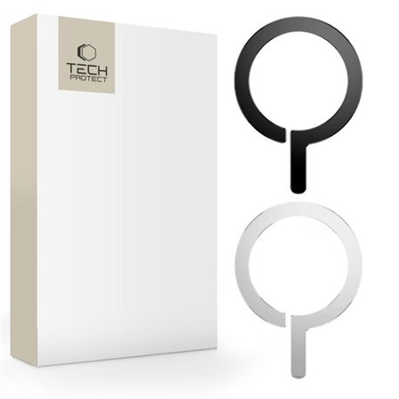 MagSafe Tech-Protect MetalRing Universal Magnetic - Svart / Sølv (2 stk.)