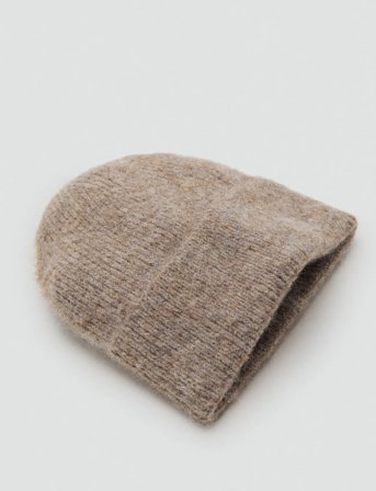 Mango Rib-Knit Cap - Beige - ONE SIZE