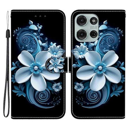 Til Motorola Moto G75 5G Etui Mønstertryk Anti-Drop Læder Flip Wallet Telefon Etui med Lanyard