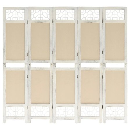 vidaXL Rumsavdelare 5 paneler gräddvit 175x165 cm tyg