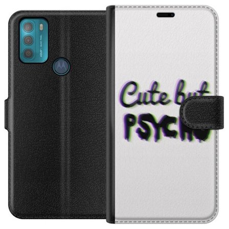 Kompatibel Tegnebogsetui til Motorola Moto G50 Rainbow-farvet legetøjsfigur med et glad ansigt og farverige cirkler i en legesyg studieillustration