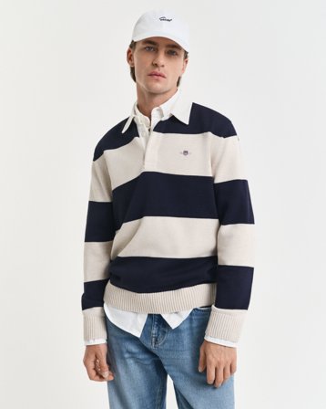 GANT Herren Barstripe Polopullover (4XL) Marineblau