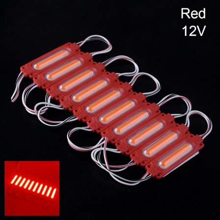 10STK LED Modul COB Lys RØD 12V RØD 12V
