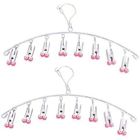 2 stk. tørrestativ i rustfrit stål, ophængt tørrestativ med 8 klemmer