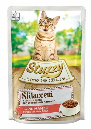 Stuzzy Sfilaccetti Con Più Manzo Cibo Umido Per Gattini Bustina