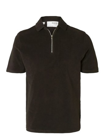 Slhrelax-Terry Ss Zip Polo Ex Black Selected