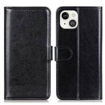 Iphone 13 Fodral Crazy Horse Läder Svart Svart
