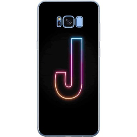 Kompatibel Mobilcover til Samsung Samsung Galaxy S8 Minimalistisk neonbogstav J i farveskiftende lys mod sort baggrund