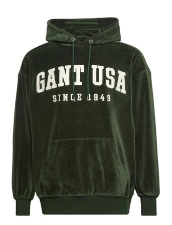 D1. Velour Hoodie Hettegenser Genser Grønn GANT