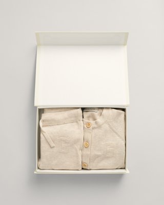 GANT - Gavesett for baby med cardigan og bukse light beige melange