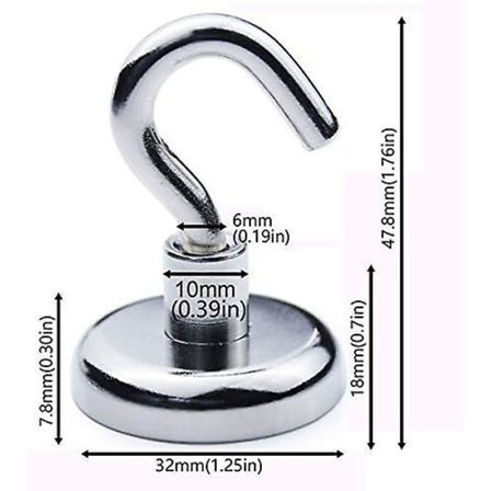 Magnetiske Kroge, Opbevaringskroge, Magnetiske Kroge, Stærke Neodymmagneter, Haftkraft 36KG Magnetiske Kroge, Bedste Magnetiske Kroge til Indendørs 