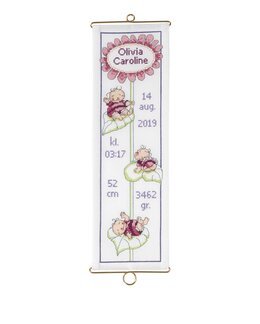 Broderipakke Veggteppe Fødsel Rosa - Permin
