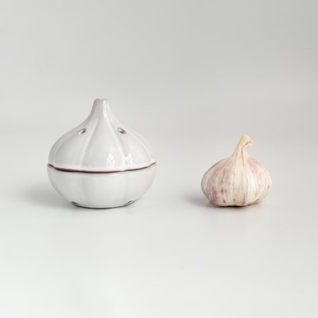 Keramisk hvitløksbeholder med ventilasjonshull, slitesterk hvitløksoppbevaringsbeholder