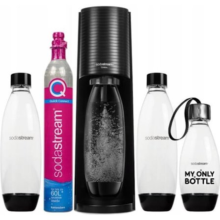 Saturator för kolsyrat vatten - Sodastream - Terra - Svart - 3 återanvändbara flaskor - Quick Connect-flaska