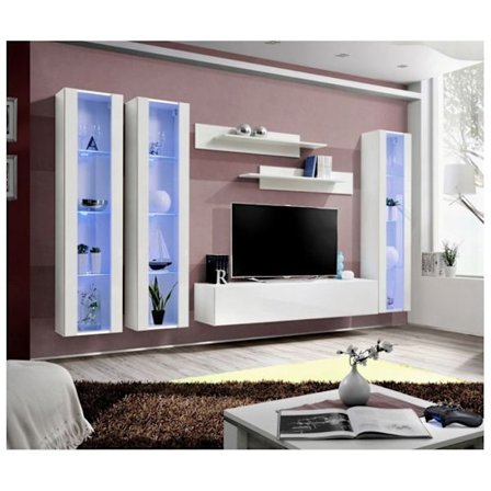 Seinä-tv-kalustesarja - Fly II - 310 cm x 190 cm x 40 cm - Valkoinen