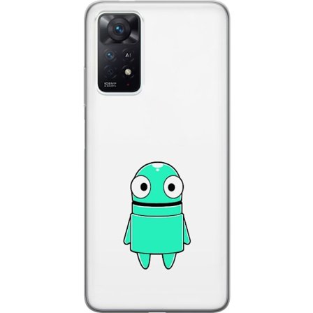 Yhteensopiva Puhelinkuori Xiaomi Xiaomi Redmi Note 11 Pro Turkoosi piirroshahmo isoilla silmillä ja iloisella persoonallisuudella yksinkertaisessa ku