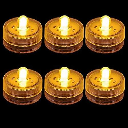 12 stk. Mini LED-undervandslys, små flammefri lys, vase, pool, dam, lanternedekoration, belysning (gul)