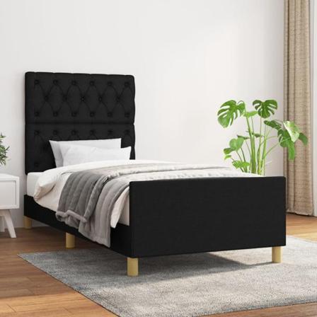 Vidaxl Sängram Med Huvudgavel Svart 80x200 Cm Tyg Svart