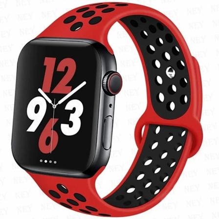 Sportrem for Apple Watch Band 45 mm 49 mm 44 mm 40 mm 41 mm 42 mm Silikonarmbånd correa iWatch Ultra 2 Series 9 8 SE 7 6 5 4 3 Rød svart 10 Red black 