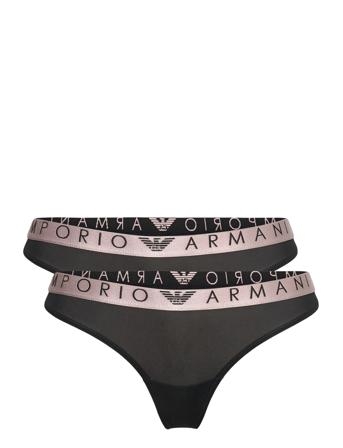 2-Pack Thong G-streng Undertøj Sort Emporio Armani
