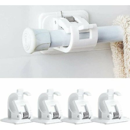 4-pack självhäftande gardinstångskrokar utan borrning, klistra på gardinstång, gardinstångshållare, ingen borrning, gardiner eller handduksstänger