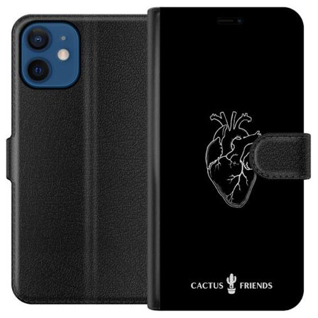 Kompatibelt Plånboksfodral till Apple Apple iPhone 12 mini Kaktus och Vänner - Midnatt Anatomi Hjärta