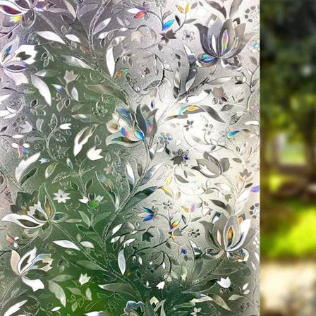 Frostet vinduesfilm Tulipan elektrostatisk glasfilm uden lim solbeskyttelse