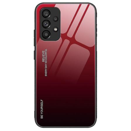Til Samsung Galaxy A53 5g Ridsefast beskyttelsesskal Gradient Farve hærdet glasbagside + Soft Tpu Edge Telefoncover - Rød/sort