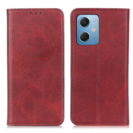 Lompakko-style Aitoa Nahkaa Läppäkotelo For Xiaomi Redmi Note 12 - Punainen