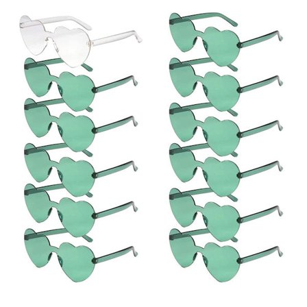 Pakke med 12 hjertefestbriller, hjerte solbriller, festbriller, rammeløse KLB