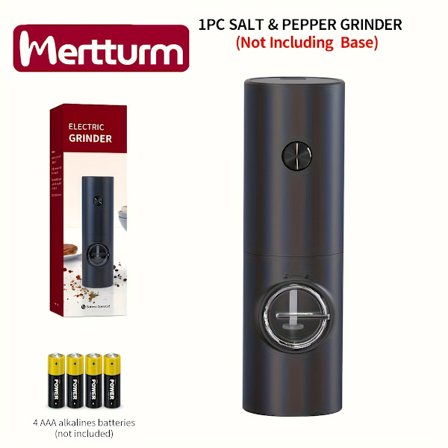 Elektrisk salt- og peberkværn, batteridrevet, dobbeltkammer med LED