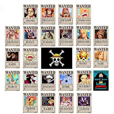 25 stk. Anime One Piece Wanted Plakater 28,5*19,5CM, Ny Bounty Edition, Anime Gave (FMY)
