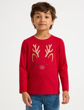 Lindex Top Ls Reindeer 3D - Red - 92